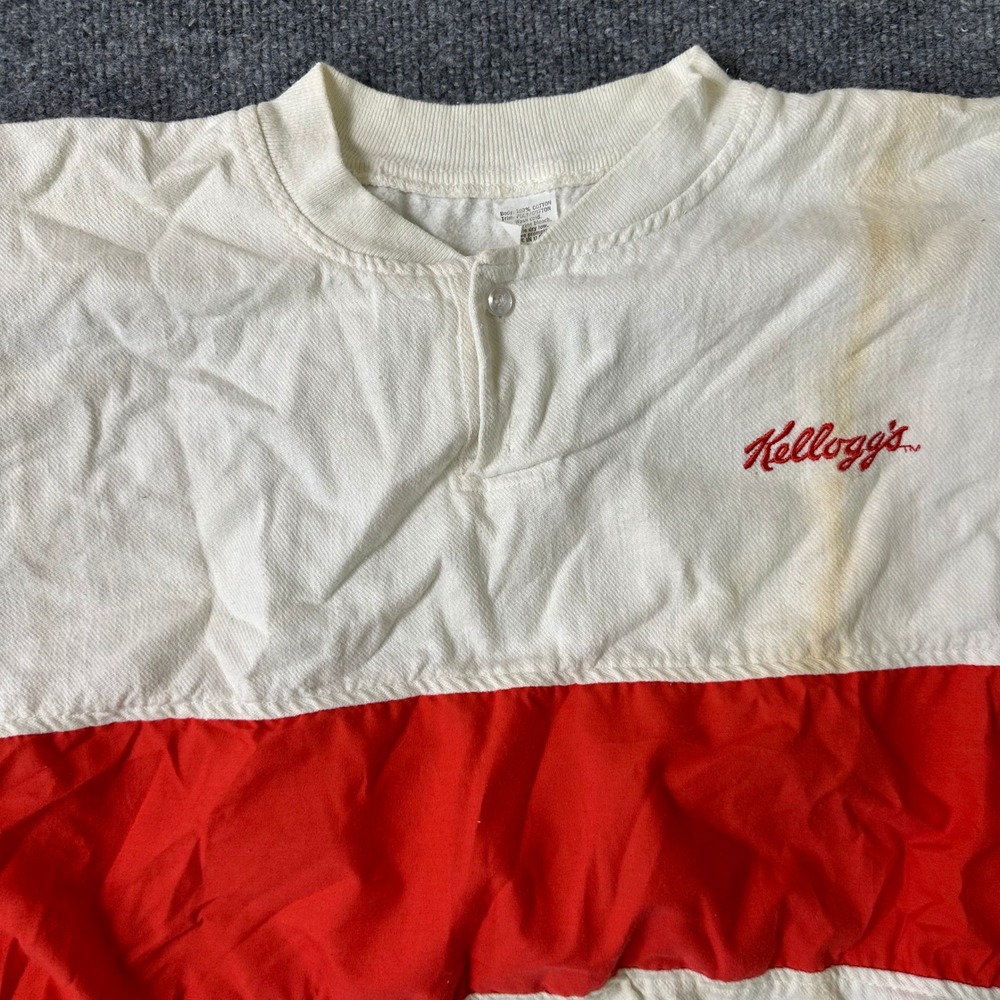 Kellogg's Sweatshirt Mens Size Medium White Red Colorblock Cotton Vintage USA